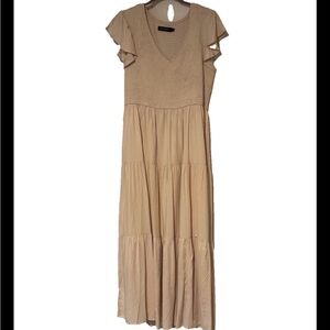 Elegant Tan Midi Dress